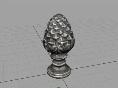 Concrete pinecone ornaments Low-poly 3D model