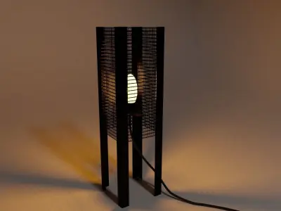 Lamp 3D model floor with wire 3D model