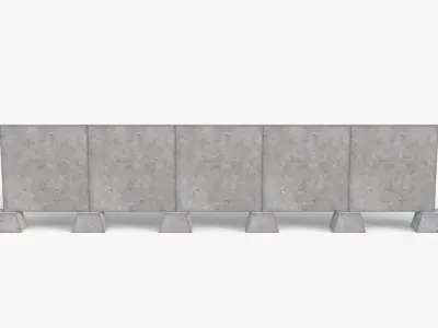 Soviet Concrete Fence PO-2 Low-poly 3D model