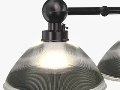 Holophane Glass and Brass Gas Lamp Pendant 3D model