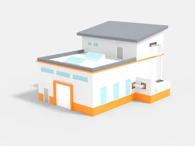 Factory Building D Low-poly 3D model