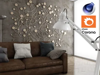 Living Room 06 - Corona- C4D 3D model