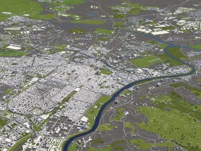 Turin Italy 50x50km 3D City Map 3D model