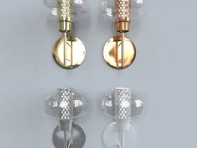light 2 set of four wall sconces 3D model