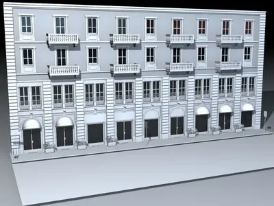 European building front 3D model