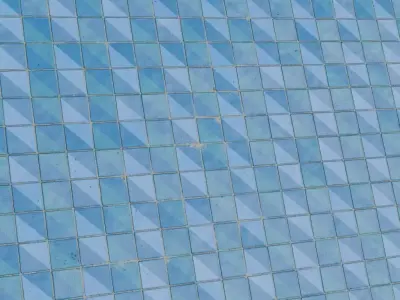 Modern Matte Cerulean Blue Diagonal Split Tiles PBR Seamless Texture
