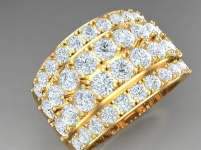Light Gold Diamond Men Ring 2MR027 3D print model