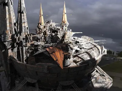 Sci fi Core Magma crystal Dish Array Kitbash 2 3D model