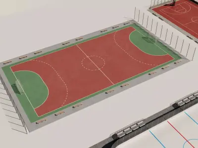 Modular sports field Low-poly 3D model