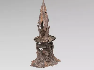 Golden Shroom mountain Cliff 3D model