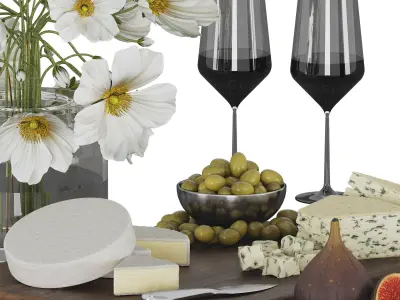 Knives and Cheese Low-poly 3D model