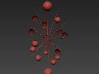 Squarespace gold starburst chandelier with balls 3D model
