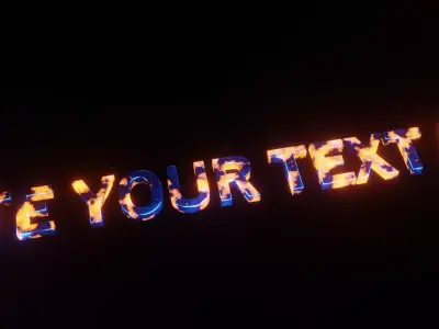 Customizable Sci-fi Animated Flaming Text Low-poly 3D model