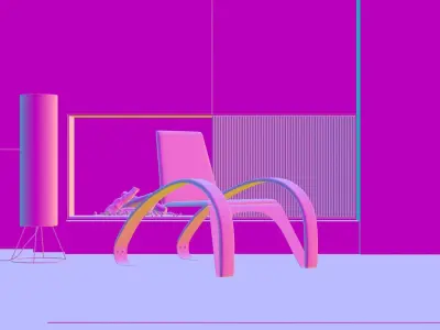 Chair and Floor Lamp 3D model