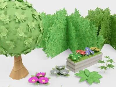Nature Set - Mario Kart 8 Deluxe Low-poly 3D model