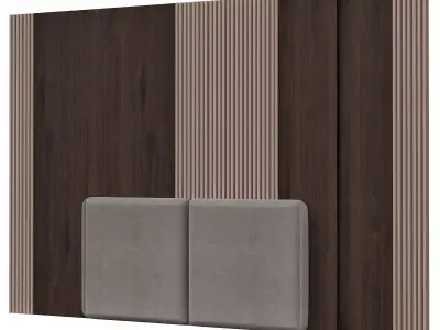 Headboard 3d model wall with door Low-poly 3D model
