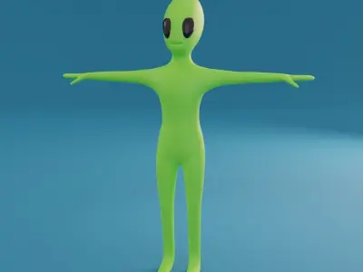 Cartoon Alien Low-poly 3D model