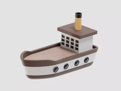  Cartoon Ship 3d model Low-poly 3D model