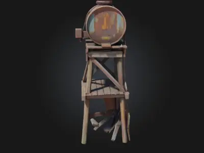 Rustic Water Tower  Icon of Frontier Utility 3D model