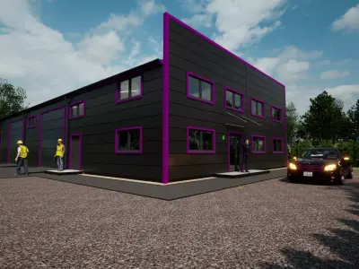 Modern Industrial Hall 3D Model  Black Metal 3D model
