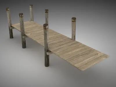 Wood Pier Low-poly 3D model