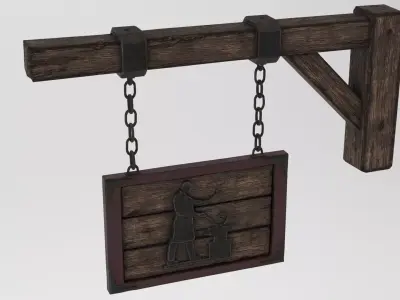 Medieval Blacksmith Sign Low-poly 3D model