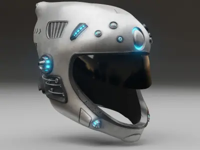 Sci-fi Helmet 3D model 7