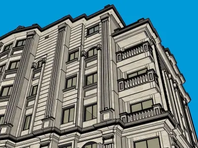 Classic Seven Story Residential Building  3D model