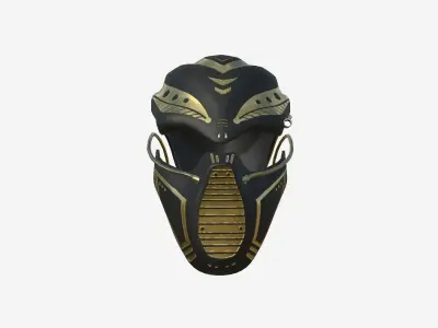 SciFi Ninja Mask A06 Black Gold - Character Design Fashion Low-poly 3D model