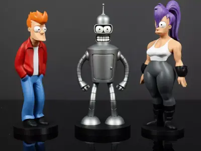Futurama Set - Fry -Bender - Leela - STL Files with Presupports 3D print model