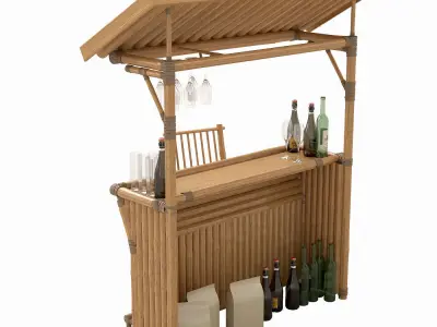 Tropical bamboo tiki bar 3D model