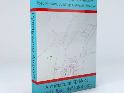 Pyongyang Sunan FNJ Airport Roads Buildings and Public Transport 3D model