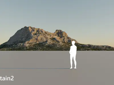Three Rocky Grey Mountains Landscape 3D model