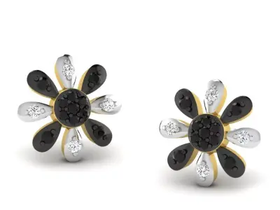 Gold Diamond Women Earring 3D print Model 3D print model 85