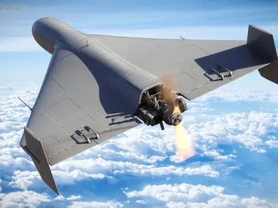  Kamikaze Drone Shahed 136 Gray Rigged for Cinema 4D 