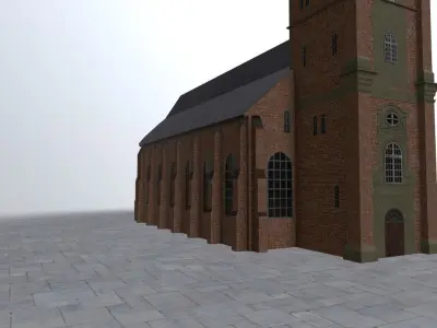 Hamburg St Katherine Church Low-poly 3D model