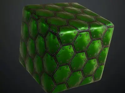 Green Sci-Fi Wall PBR Seamless Texture