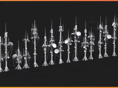 Procedural Antenna Radar Generator For Blender Geometry Nodes Low-poly 3D model