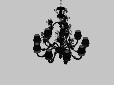 Chandelier gold with shades Free 3D model