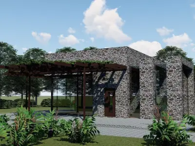 SMALL STONE HOUSE Low-poly 3D model
