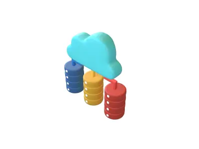 Cloud Database Icon v1 003 Low-poly 3D model