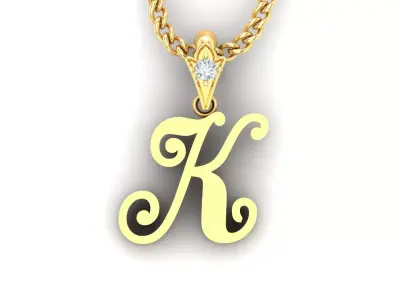 Alphabet V3 Light Gold  Font Pendant K 3D print model