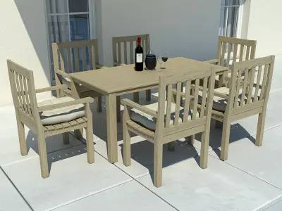 Bungalow house with patio furniture 3D model