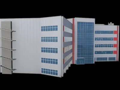 3D Building Low Poly  Low-poly 3D model