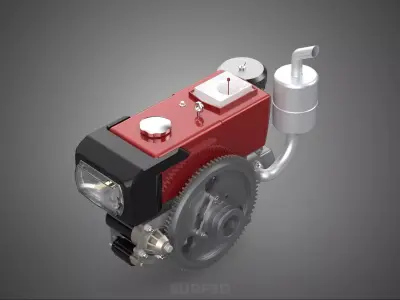 DIESEL ENGINE MACHINE HEADLIGHT HEADLAMP HEAD LAMP LIGHT BEAM 4S 3D model