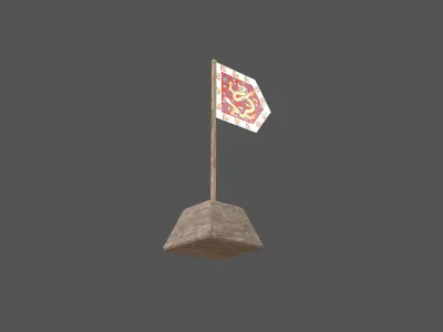 Bordered Red Banner v1 002 Low-poly 3D model