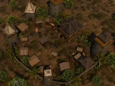 Coastal Village Fortress 3D model