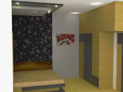 BEDROOM - 2 with bed and closet 3D model