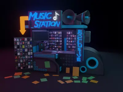 Music shop Low-poly 3D model