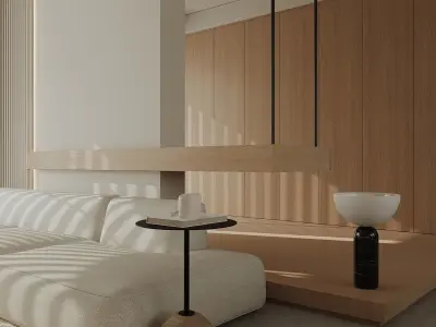 Interior scene kitchen and livingroom 3D model
